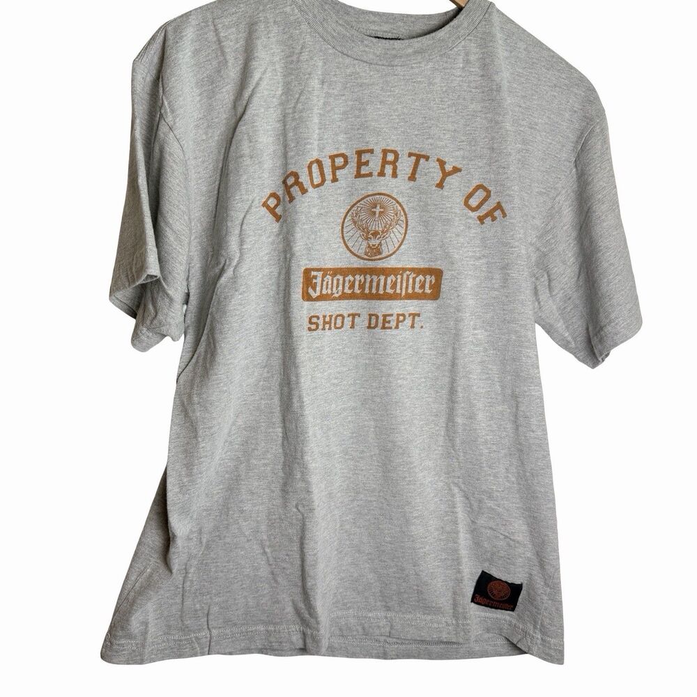 Vintage Jagermeister T Shirt Men Large Gray Graphic Property Of Shot Dept. SS